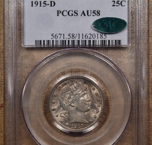 1915-D Barber Quarter PCGS AU58 CAC - Image 3