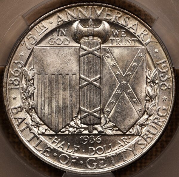 1936 Gettysburg Silver Commemorative CACG MS66 - Image 2