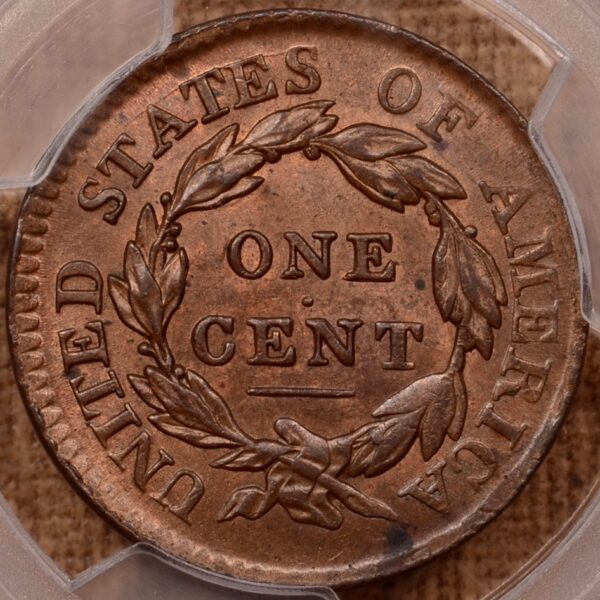 1817 N.14 13 Stars Coronet Head Cent PCGS MS63RB (CAC) - Image 2