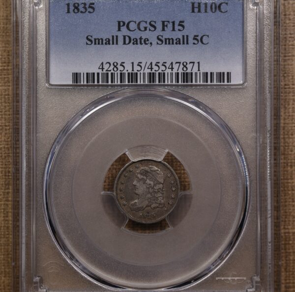 1835 LM-11 R4 Small Date, Small 5C Capped Bust Half Dime PCGS F15 - Image 3