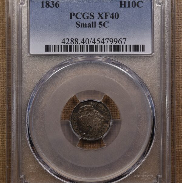 1836 LM-5 Small 5C Capped Bust Half Dime PCGS XF40, super PQ - Image 3