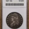 1827 O.140a R5 Square Base 2 Capped Bust Half Dollar old ANACS XF40 - Image 3