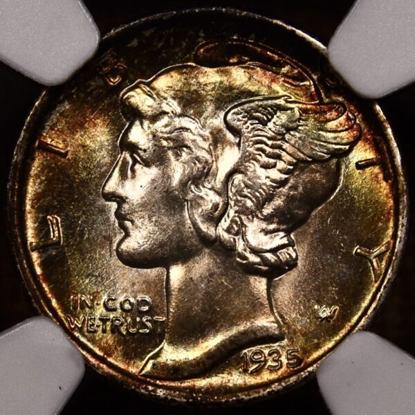 1935 Mercury Dime NGC MS64 FB, Album color...WOW! - Image 2