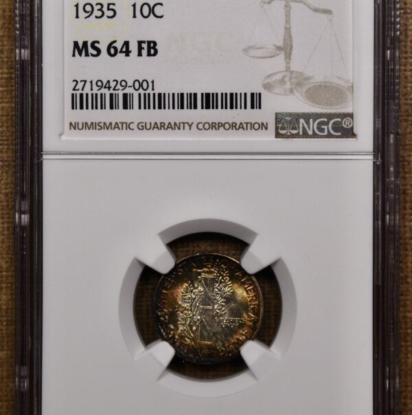 1935 Mercury Dime NGC MS64 FB, Album color...WOW! - Image 3