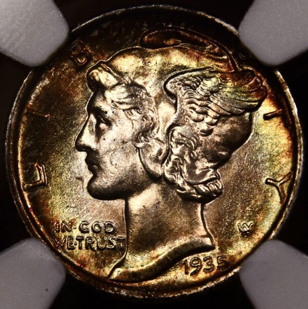 1935 Mercury Dime NGC MS64 FB, Album color...WOW! - Image 7