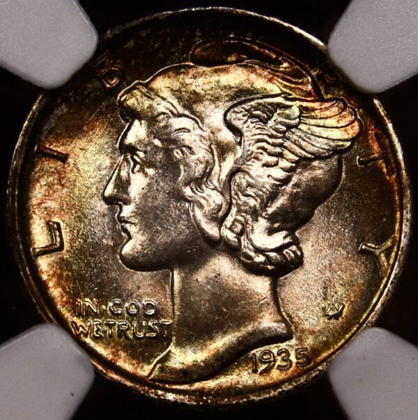 1935 Mercury Dime NGC MS64 FB, Album color...WOW! - Image 8