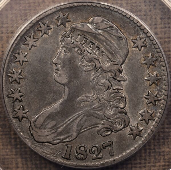 1827 O.120 R5 Square Base 2 Capped Bust Half Dollar ANACS XF40