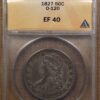 1827 O.120 R5 Square Base 2 Capped Bust Half Dollar ANACS XF40 - Image 3