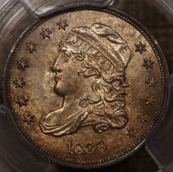 1836 LM-5 Small 5C Capped Bust Half Dime PCGS MS64 - Image 4