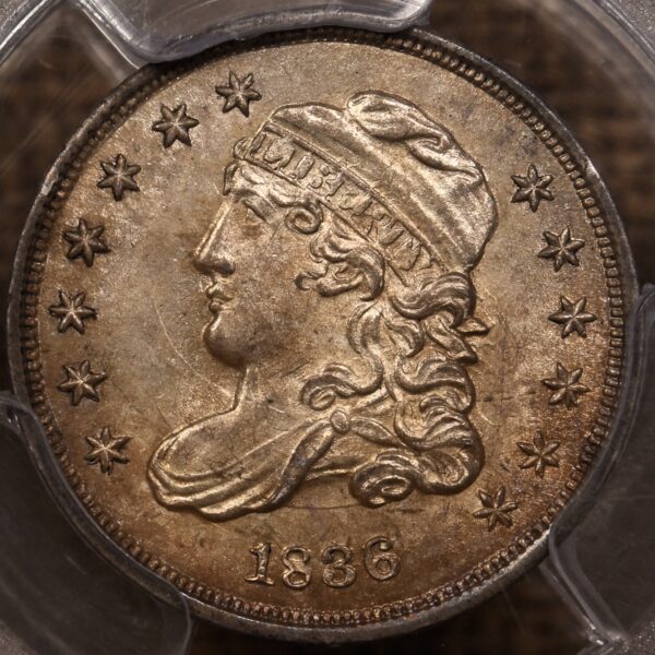 1836 LM-5 Small 5C Capped Bust Half Dime PCGS MS64 - Image 5