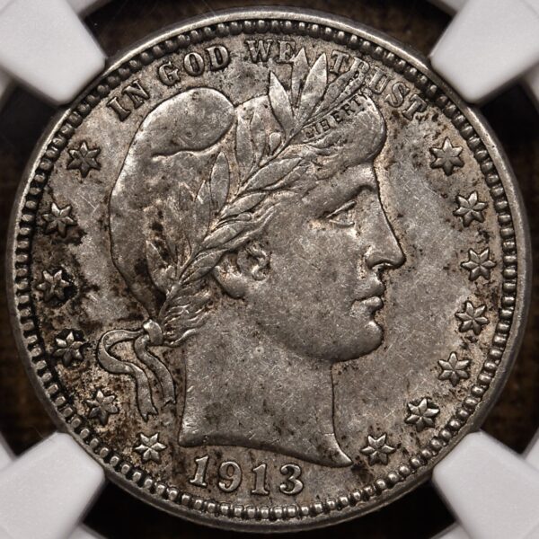 1913-D Barber Quarter NGC AU55, PL-ish