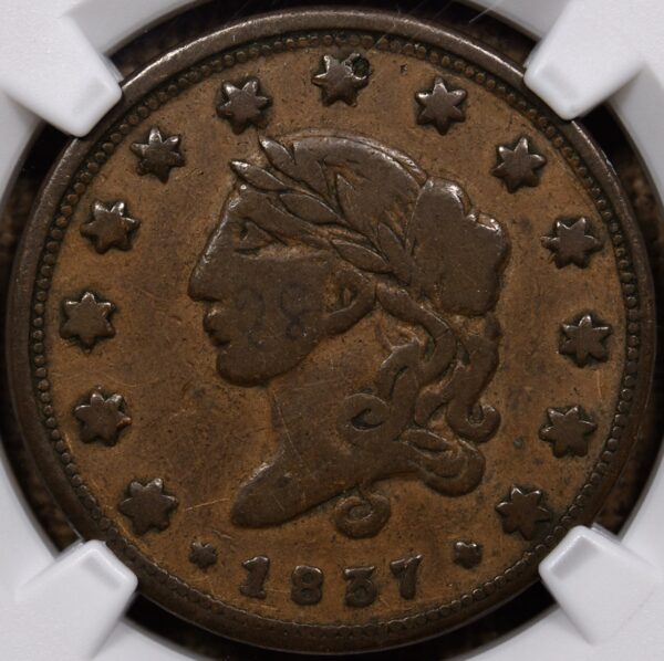 1837 HT-36 Liberty - Not One Cent Hard Times Token NGC F12 BN