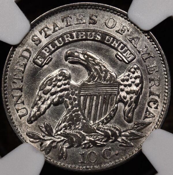 1834 JR-7 Small 4 Capped Bust Dime NGC AU55 - Image 2