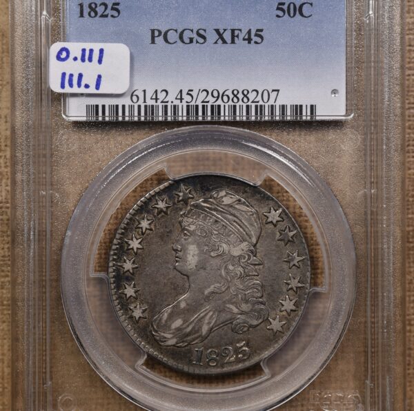 1825 O.111 Capped Bust Half Dollar PCGS XF45 - Image 3