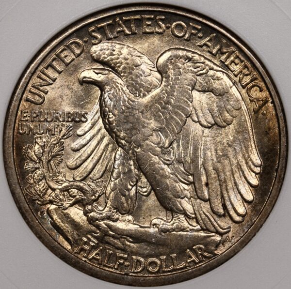 1929-D Walking Liberty Half Dollar old ANACS MS61, I grade 62...and NICE! - Image 2