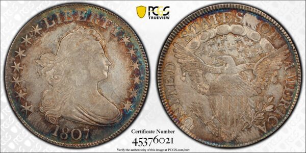 1807 O.104 R5- Draped Bust Draped Bust Half Dollar PCGS VF25, Really a PL XF! - Image 3