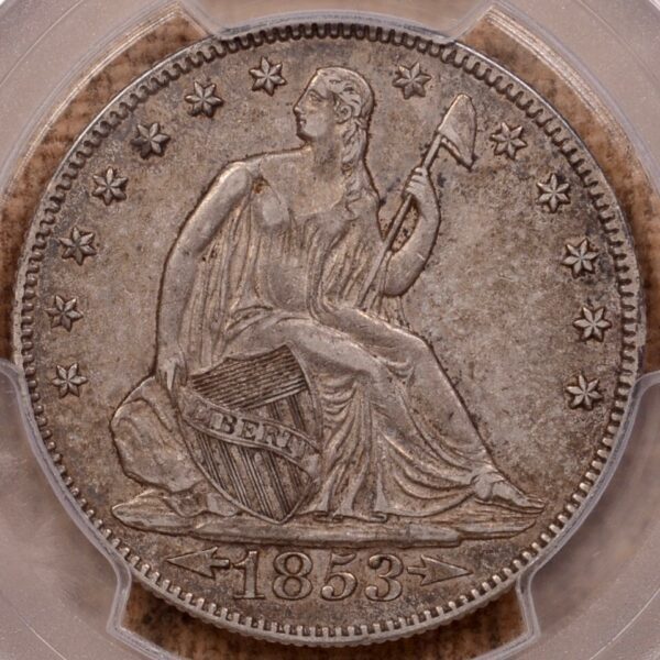 1853 Arrows and Rays Liberty Seated Half Dollar PCGS XF45 (CAC)