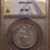 1854-O WB-29 Arrows Liberty Seated Half Dollar ANACS VF30 - Image 3