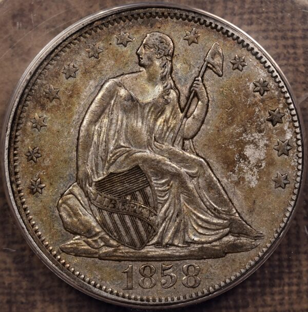 1858 Liberty Seated Half Dollar ANACS AU50