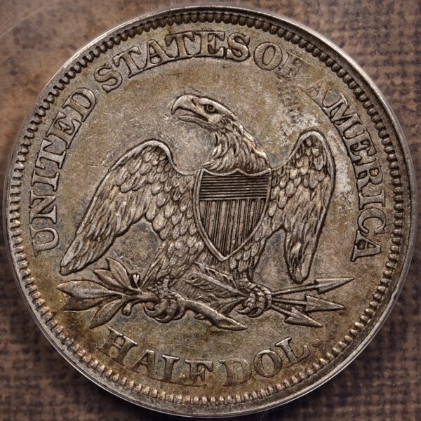 1858 Liberty Seated Half Dollar ANACS AU50 - Image 2