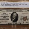1929 $10 Type 1 National, Cape Girardeau, MO Ch# 4611 PCGS Banknote MS60 PPQ