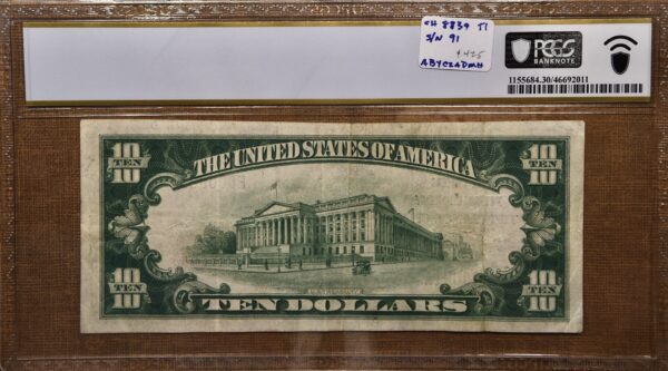 1929 $10 Type 1 National, Tippacanoe City, OH Ch# 8839, PCGS Banknote VF30 - Image 2