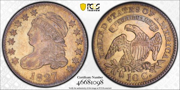 1827 JR-4 Capped Bust Dime PCGS AU58 - Image 4