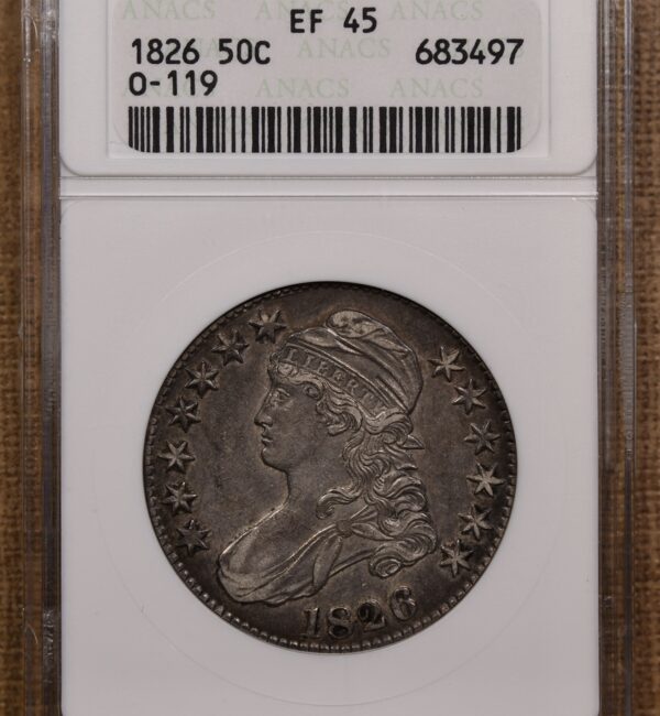 1826 O.119 R4 Capped Bust Half Dollar old ANACS XF45 - Image 3