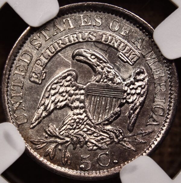 1835 LM-8.1 Small Date Large 5 Capped Bust Half Dime NGC MS62, ex B&R 1979 - Image 2