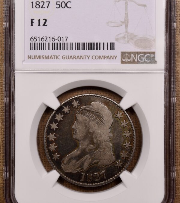 1827 O.145 R5 Capped Bust Half Dollar NGC F12 - Image 3