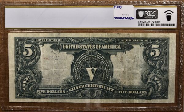 1899 $5 Chief Silver Certificate Fr# 273 PCGS Banknote VF30 - Image 2