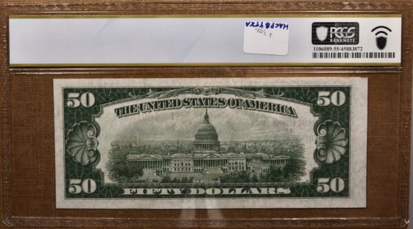 1929 $50 Federal Reserve Note Minneapolis Fr# 1880-I PCGS Banknote AU55 - Image 2