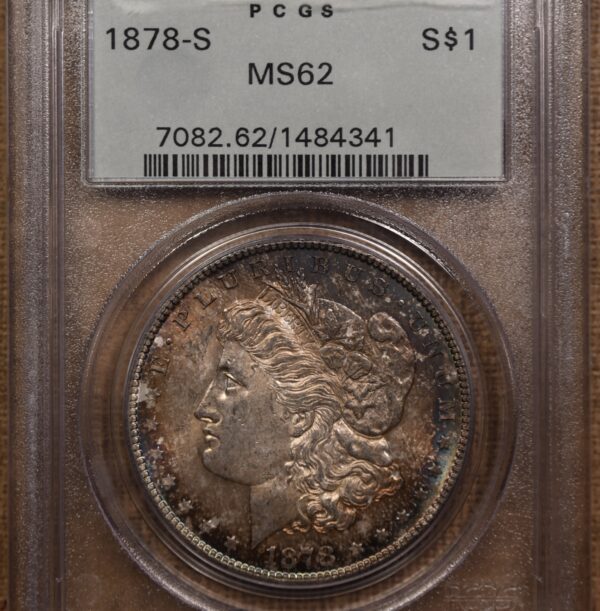 1878-S Morgan Dollar PCGS MS62 OGH, Wowzah color - Image 3