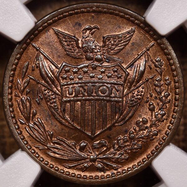 (1861-65) Civil War Token F-164/312a, Union Shield NGC MS65 RB