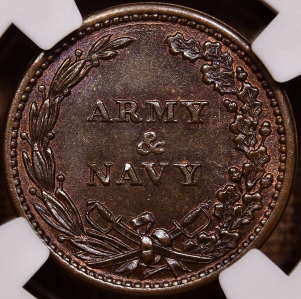 (1861-65) Civil War Token F-164/312a, Union Shield NGC MS65 RB - Image 2