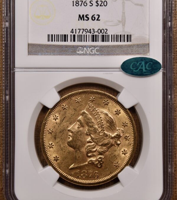 1876-S Liberty Double Eagle $20 NGC MS62 CAC - Image 3