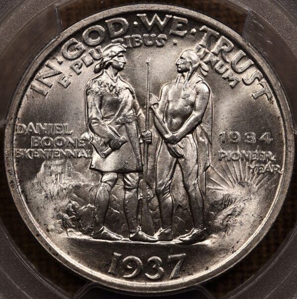 1937 Boone Silver Commemorative PCGS MS65 - Image 2