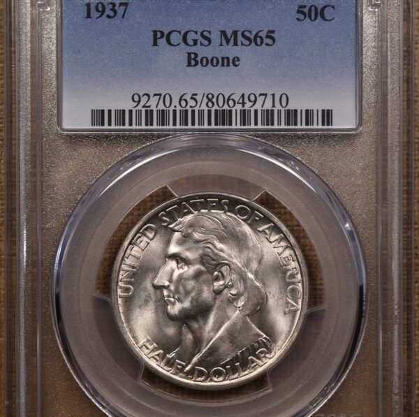 1937 Boone Silver Commemorative PCGS MS65 - Image 3