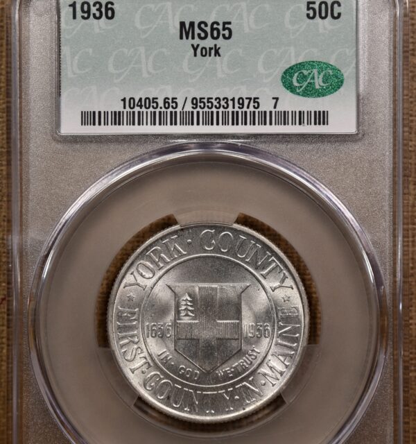 1936 York Silver Commemorative CACG MS65 PQ - Image 3