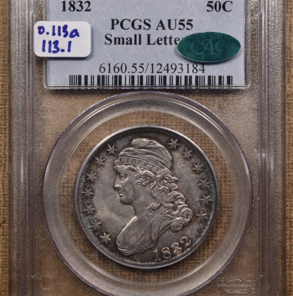 1832 O.113a Small Letters Capped Bust Half Dollar PCGS AU55 CAC - Image 3