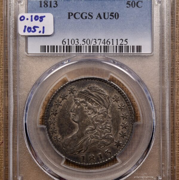 1813 O.105 Capped Bust Half Dollar PCGS AU50 - Image 3