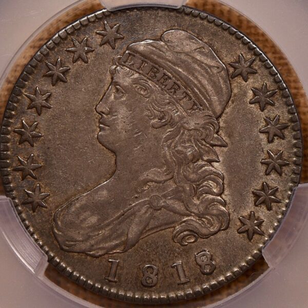 1818/7 O.102 50C Small 8 Capped Bust Half Dollar CACG XF40