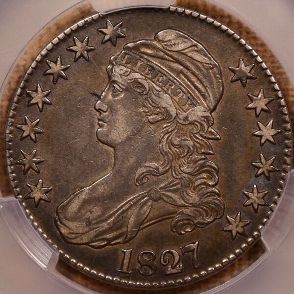 1827 O.126 Square Base 2 Capped Bust Half Dollar CACG XF45