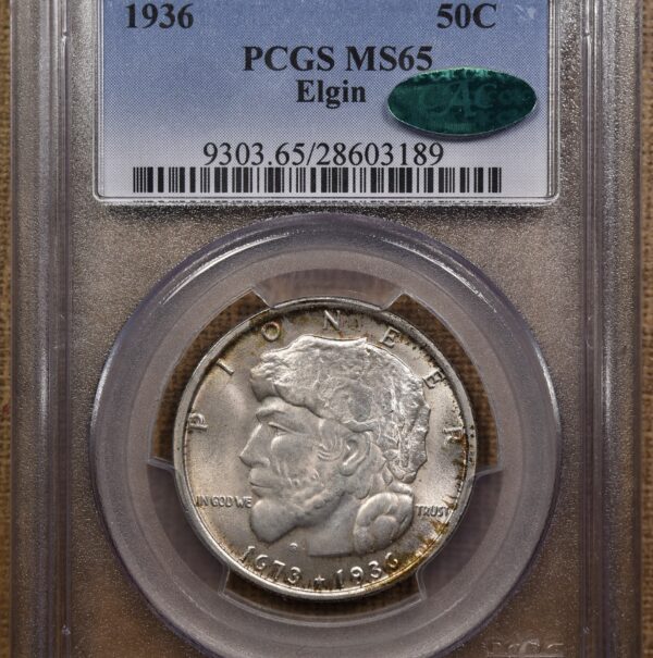 1936 Elgin Silver Commemorative PCGS MS65 CAC - Image 3