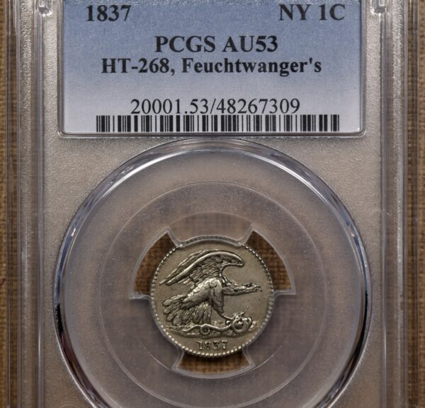 1837 HT-268 6/I Feuchtwanger Cent PCGS AU53 - Image 3