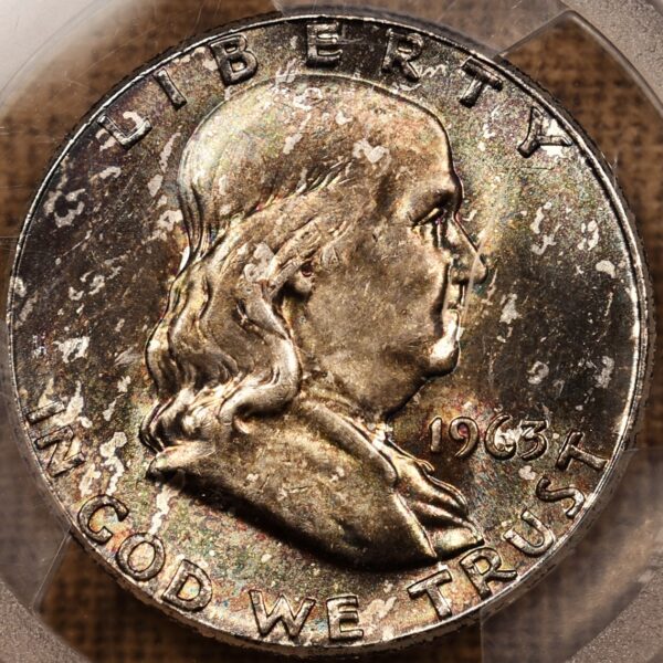 1963 Franklin Half Dollar PCGS MS64 CAC, fabulous Obv tone...unusual! - Image 6