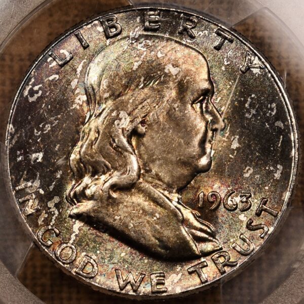 1963 Franklin Half Dollar PCGS MS64 CAC, fabulous Obv tone...unusual! - Image 7