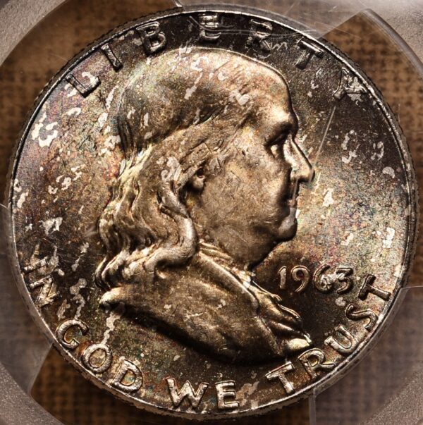 1963 Franklin Half Dollar PCGS MS64 CAC, fabulous Obv tone...unusual! - Image 9