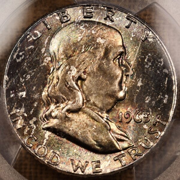 1963 Franklin Half Dollar PCGS MS64 CAC, fabulous Obv tone...unusual! - Image 11