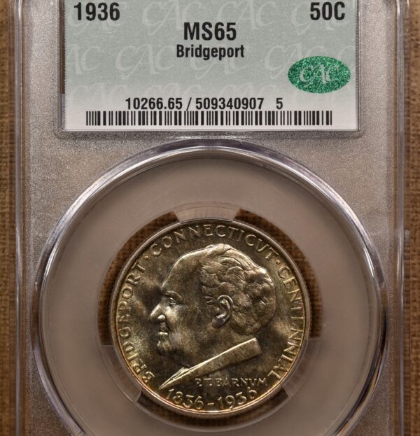 1936 Bridgeport Silver Commemorative CACG MS65 - Image 3